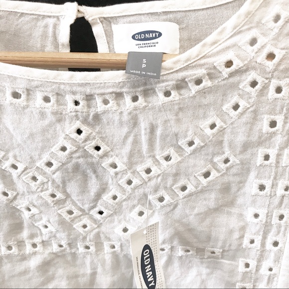 NWT Old Navy square embroidered cotton 3/4 sleeve - Picture 3 of 8